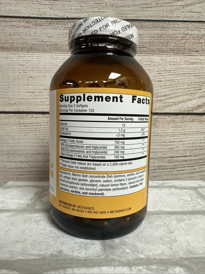 Metagenics OmegaGenics Omega 3 suplemento 270 cápsulas blandas EPA DHA 300 mg Foto 3 de 4