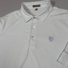 Peter Millar Polo Mens XL Blue White Striped Summer Comfort Golf Shirt