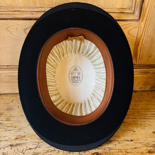VINTAGE BOWLER HAT BLACK GIEVES OLD BOND STREET LONDON + CARD BOX - SIZE 55CM - Picture 7 of 14