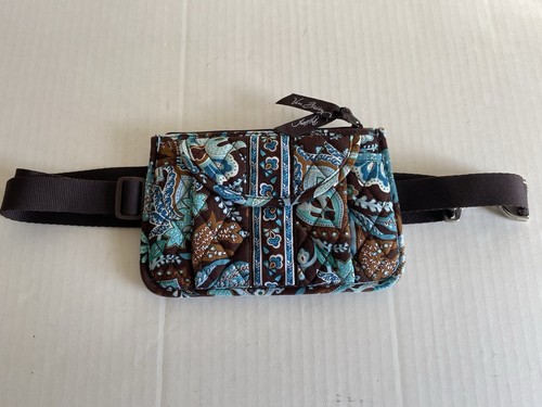 Vera Bradley Bolso Cinturón Acolchado Paquete Cintura Marrón y Verde Azulado Floral Excelente Estado