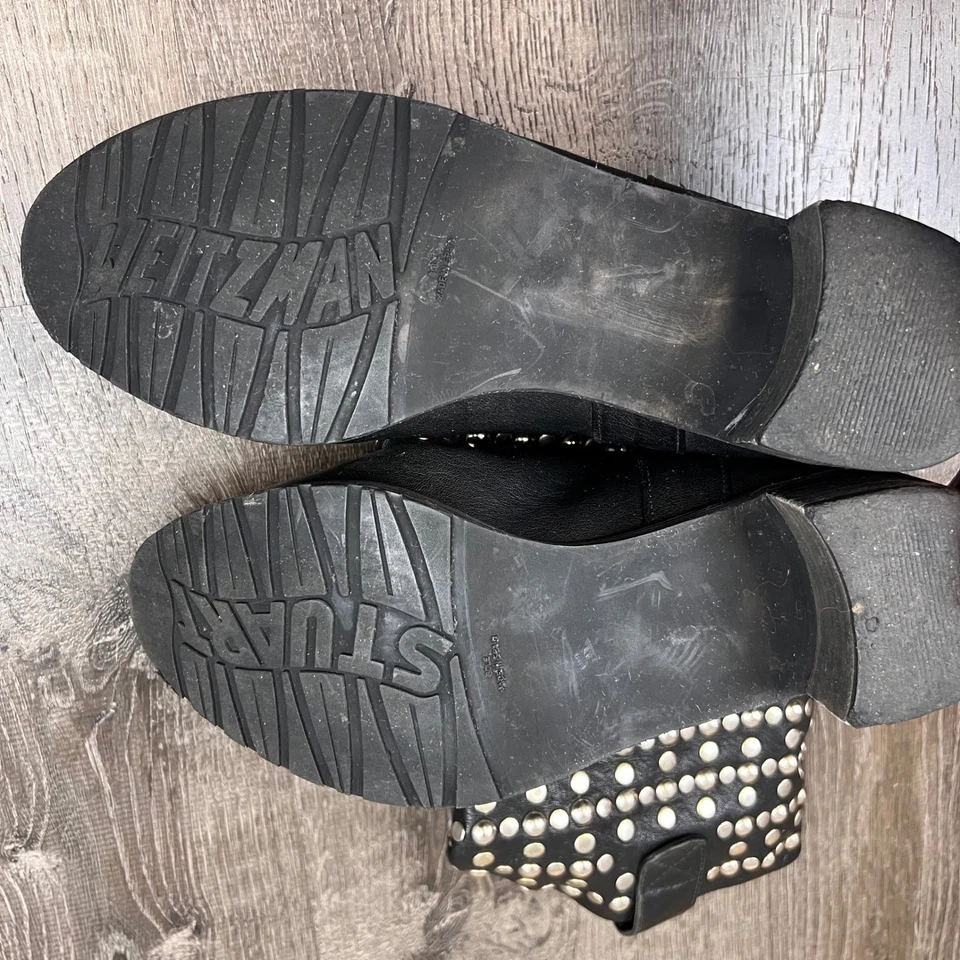Botas de moto Stuart Weitzman negras con tachuelas para mujer 10M Foto 3 de 4