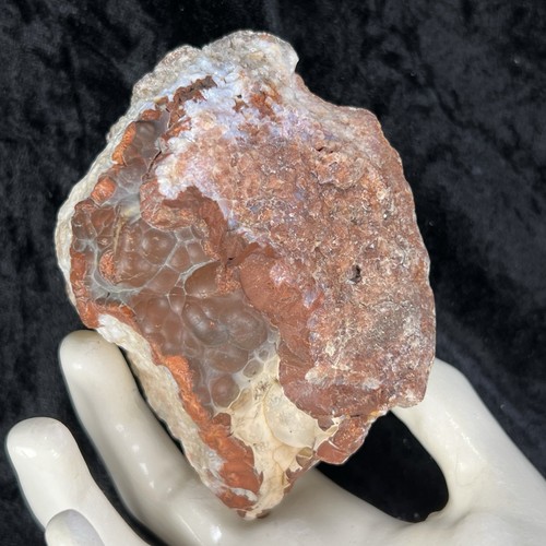 Unique Quartz Crystal Geode Microcrystalline Natural Red Botryoidal Chalcedony - Picture 3 of 8