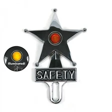 Light Up Amber Dot Vintage Style Safety Star License Plate Topper Hot Rat Rod