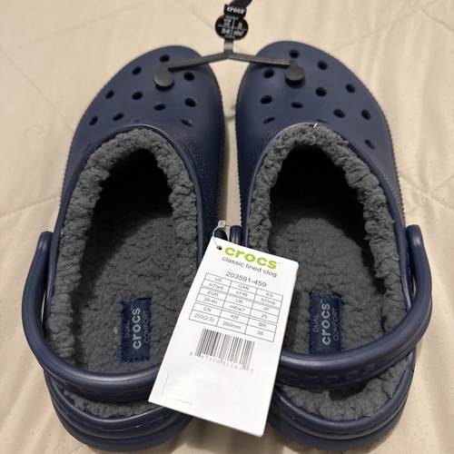 Crocs Dual Comfort Clogs Gray Faux Fur Fleece Lined Comfort Shoe M7 - Picture 3 of 4
