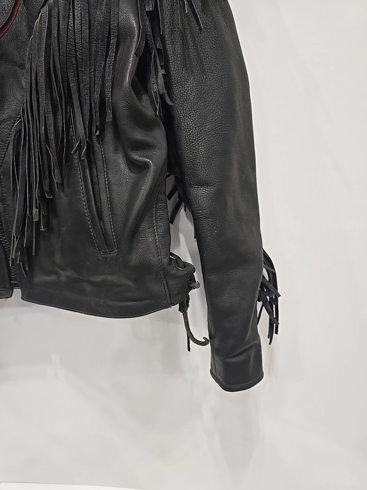 Chaqueta De Colección Route 66 Rosa Volantes Cuero Moto Retro Rockabilly Talla XS Foto 3 de 4