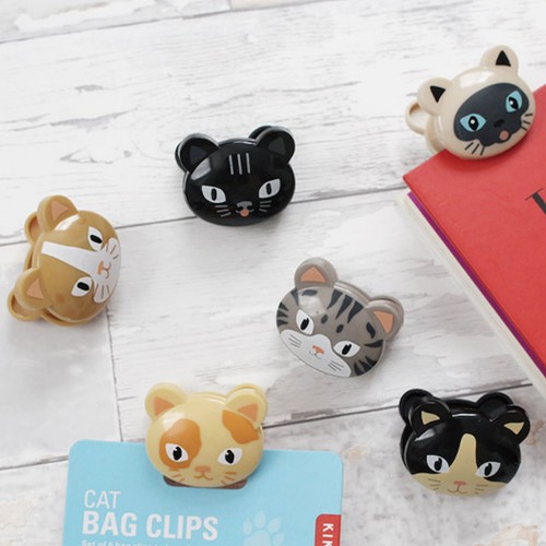 12 clips para bolsa Kikkerland gato gatito almacenamiento de alimentos sellado chips cocina bocadillo - Imagen 3 de 6