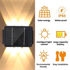 LED Solar Outdoor Wall Sconce Lights Up Down Waterproof Dusk to Dawn Fence Lamp