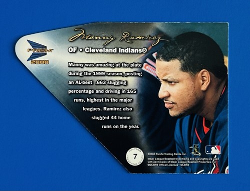 2000 Pacific Prism Manny Ramirez Die-cut Center Stage Baseball Insert Card #7 - Picture 2 of 2