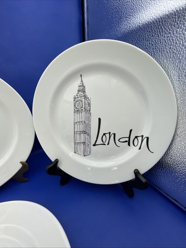 Wedgwood Grand Gourmet 4 Speiseteller 9,25" Paris Venedig NY London Bone China - Bild 5 von 11
