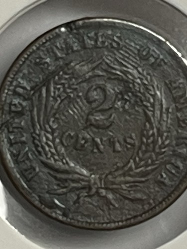 1864 2 Cent Stück Schild Bronze Original Vintage Antik Münze Kostenloser Versand - Bild 8 von 13