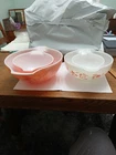 PYREX (all caps) Pink Gooseberry Vintage mixing bowls (1957-1966)