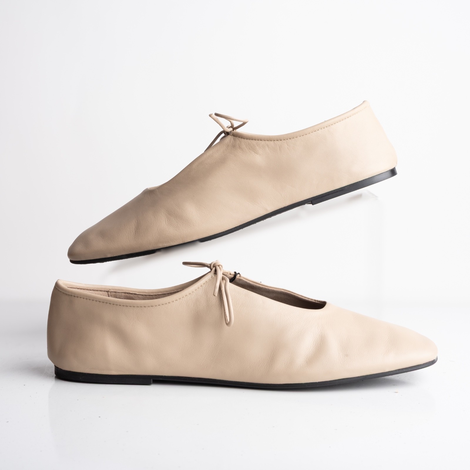 Massimo Dutti Womens Leather Ballet Flats Shoes Cream US 11 EU 42 NWB 1570/450 thumbnail 2