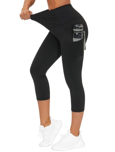 Thick High Waist Capris Yoga Pants with Pockets Tummy Control Workout Running... - Picture 6 of 7