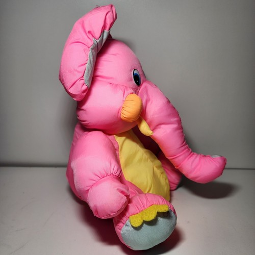 Dan Dee Elephant Puffalump Plush 1980s 90s Pink Yellow Orange Gray Limited - Picture 2 of 7