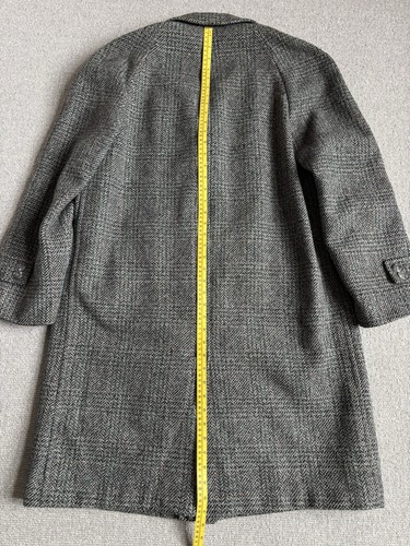 Vintage Pure New Wool Herringbone Tweed Crombie Cloth Long Coat Overcoat - Picture 18 of 19