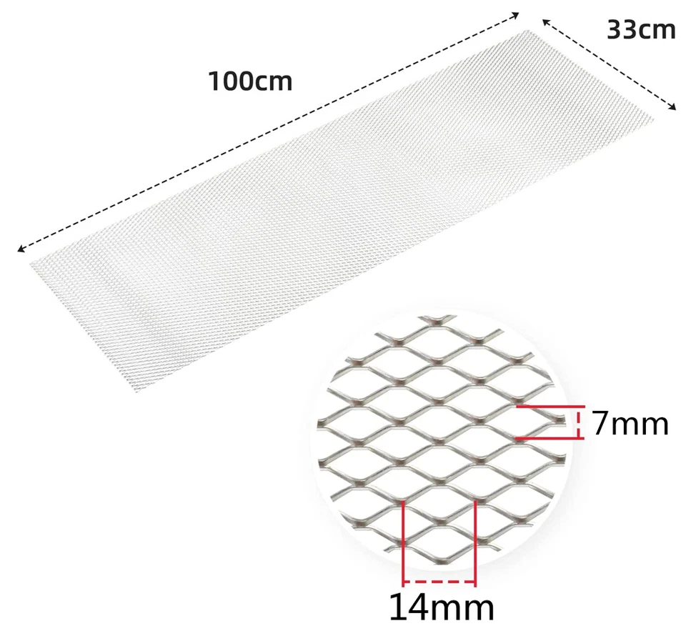 40"x13"Universal Car Grille Sheet Grill Mesh Bumper Grille Net Silver Hexagon US Foto 2 de 4