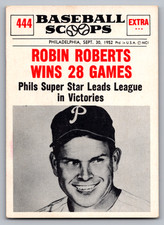 1961 NU-CARD BASEBALL SCOOPS #444 ROBIN ROBERTS WINS 28 GAMES