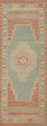 Elegant Pastel Toned Kilim Runner Rug 2x6 with Geometric Patterns Reversible rug