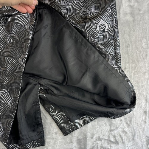 Worthington Pencil Skirt Women's 16 Black Silver Peacock Dressy Metallic (0986) - Picture 4 of 11