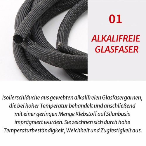 Isolier Silikon Glasfaser Schlauch Schutzschlauch hitzebeständig Glasfaserhülse - Picture 9 of 20
