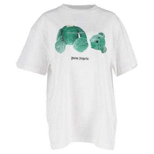 Palm Angels Bear Print T-shirt in White Cotton