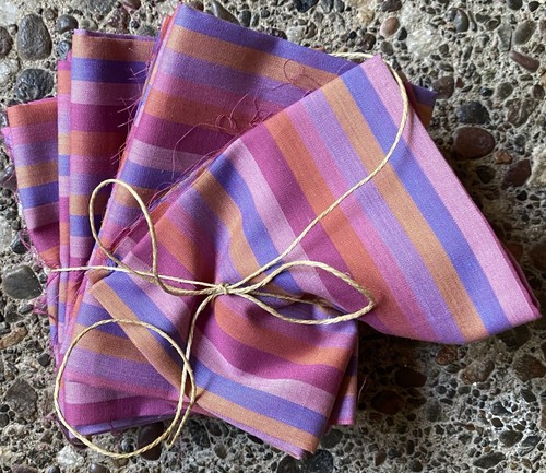Lot 12 Pretty Woven Narrow Striped Fat Quarters Cotton Pink Blue Purple Orange - Picture 3 of 7