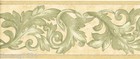 Architectural Acanthus Leaf Ornate Scroll Green Sage Gold Wall paper Border 6.8"