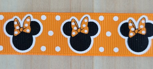 7/8 Inch (1 YD) Minnie Mouse  Grosgrain Ribbon Disney Halloween Ribbon  - Picture 2 of 2