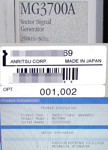 Anritsu MG3700A 250kHz-3GHz Signal Generator Opt 001/002 For Parts Repair - Photo 8/8