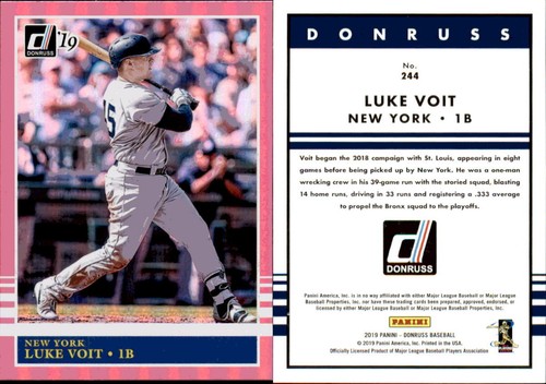 2019 DONRUSS BASEBALL 'PINK HOLO" U-PICK SET BUILDER  FREE SHIPPING  - Picture 194 of 200