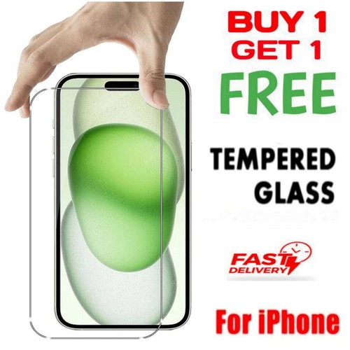  Hartglas Displayschutzfolie für iPhone 15 14 13 12 11 XS X Pro Max Mini 8 7 - Bild 1 von 4