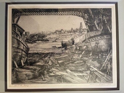 Vladimir Didur (1902-81) 125th St Ferry Harlem New York City framed etching 1937 - Picture 2 of 9