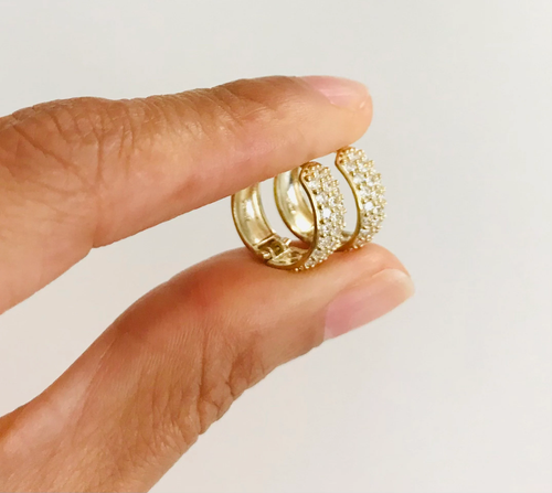 10K Solid Yellow Gold Hoop Earrings - 10K Real Gold Earrings- 5mm x 14mm - EGE40 - Picture 2 of 8