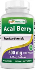 Best Naturals Acai Berry Extract 600 mg 60 Capsuels Antioxidants - Natural Fat