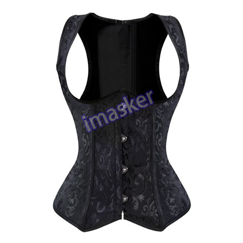 Sexy Gothic Body Shaper Unterbrust Korsett Stickerei Jacquard Träger Bustier - Bild 5 von 17
