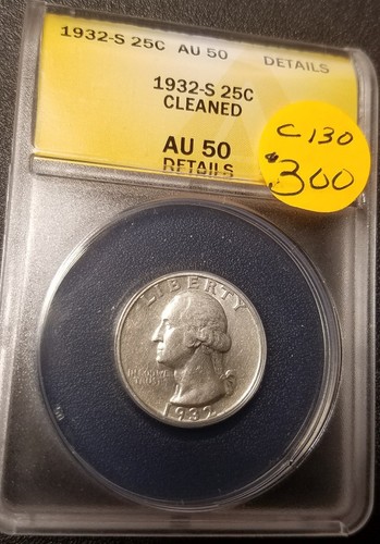 1932 S AU50 Dtls Washington Quarter ANACS C130