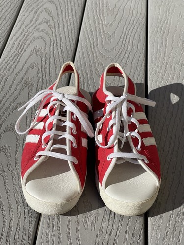 Adidas Women’s JEREMY SCOTT SANDALS size US 7 - Red & White RARE Collab Shoe - Picture 3 of 15