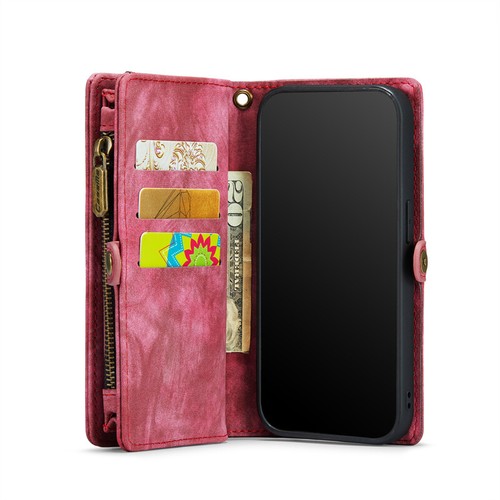 Funda tipo billetera extraíble de cuero con cremallera cubierta abatible para iPhone 16/15/14/13/12/11 SE 7 8 - Imagen 33 de 42