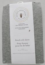 Burt's Bees Baby Fitted Crib Sheet Organic Cotton Jersey Heather Gray 28"x52"