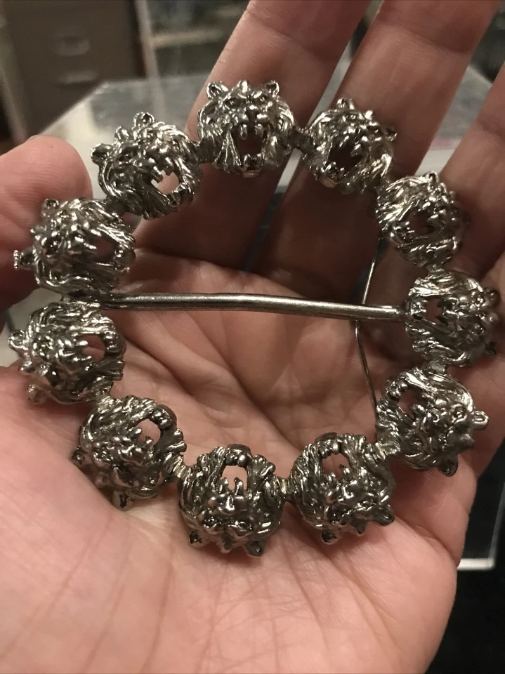 Cinturón de colección antiguo gótico tono plata animal selva hebilla faja tigre Foto 3 de 4