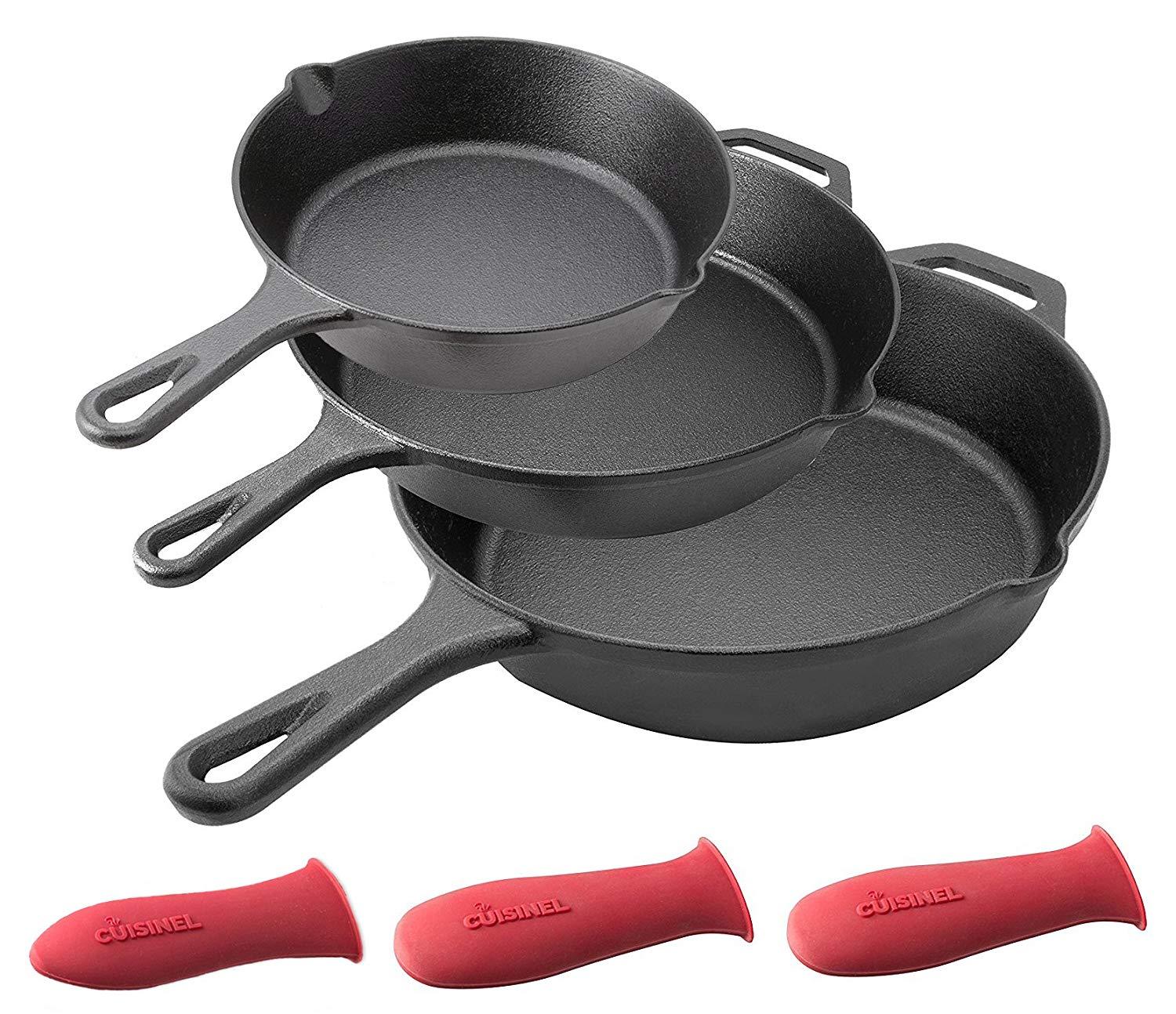 3PCS Sartén de Hierro Fundido cocina Pre Sazonada Juego de Chef black Regalo 3PCS Sartén de Hierro Fundido cocina Pre Sazonada Juego de Chef black Regalo