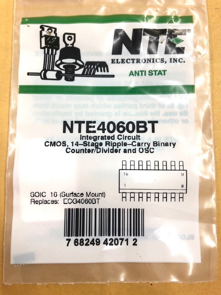 NTE4060BT CMOS 14-Stage Ripple-Carry Binary Counter/Divider ~ SOIC-16  ECG4060BT | eBay
