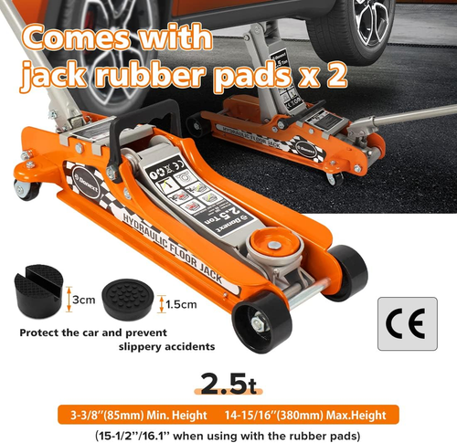 2.5 Ton Steel Floor Jack, Low Profile Hydraulic Racing Floor Jack, Heavy-Duty Ra - Picture 2 of 7