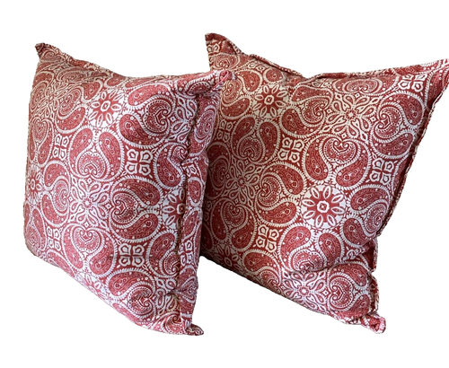 Canaan Company Set/2 Luxury Contemporary Paisley Feather Down Pillows 24x24 Boho - Picture 6 of 10