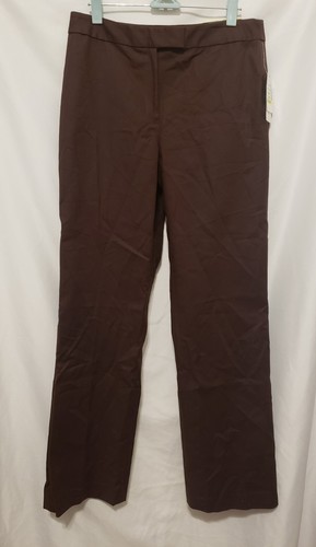 Peck & Peck St Barths Trousers Women Sz 6 Chocolate Brown Mid Rise Straight Leg