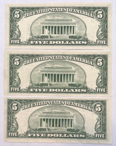 1950 D $5 UNC Federal Reserve Note GRANAHAN/DILLON United States 3 Banknotes(1) - Picture 2 of 2