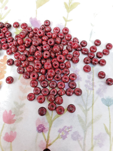 Perline semi vetro ceco misura 6/0 " TRAVERTINO PICASSO ROSSO SCURO " sfuse 50 grammi - Foto 4 di 4