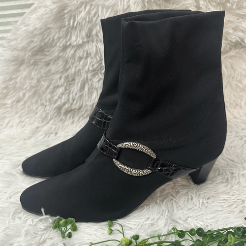 Brighton Made in Italy TUNE Black Stretch Neoprene Ankle Boots Womens SZ 9.5 M - Picture 4 of 8