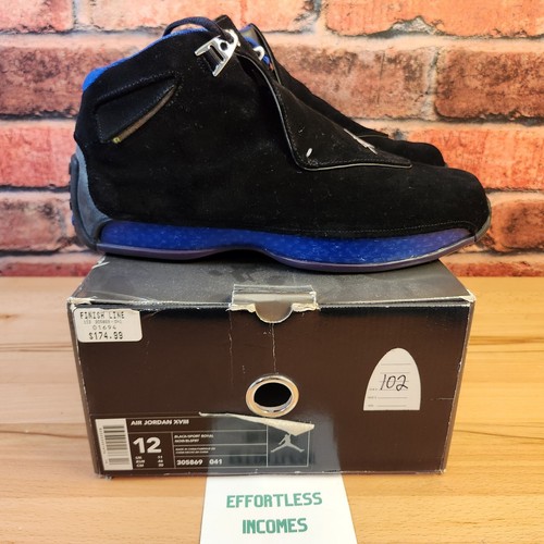 Preowned Nike Air Jordan 18 "OG 2003 Black Royal" (Men's Size 12) 305869-041 - Picture 2 of 13