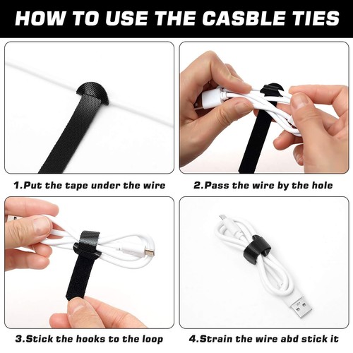 150pcs Reusable Fastener Straps 6 Inch Cable Management Ties Adjustable Hook & L - Picture 4 of 7